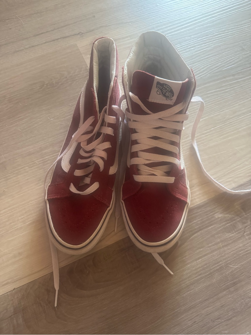 Vans Sk8-Hi Burgundy and White High-Top Sneakers